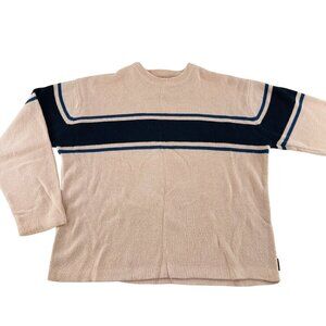 American Eagle Outfitters Beige & Navy Striped Sweater Men's Large Y2k 90s